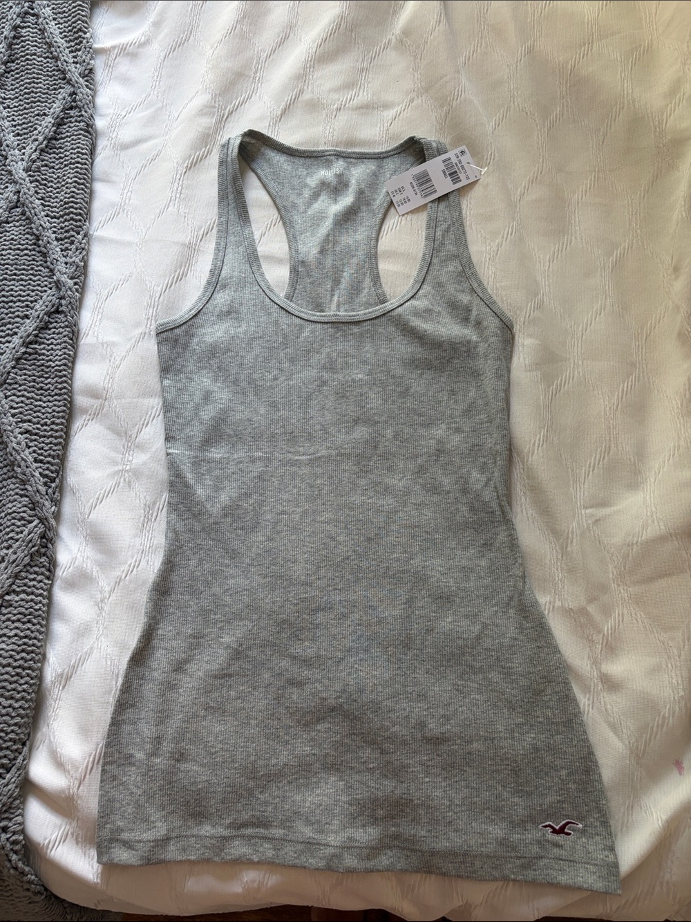 HOLLISTER Icon Racerback Tank Light Gray